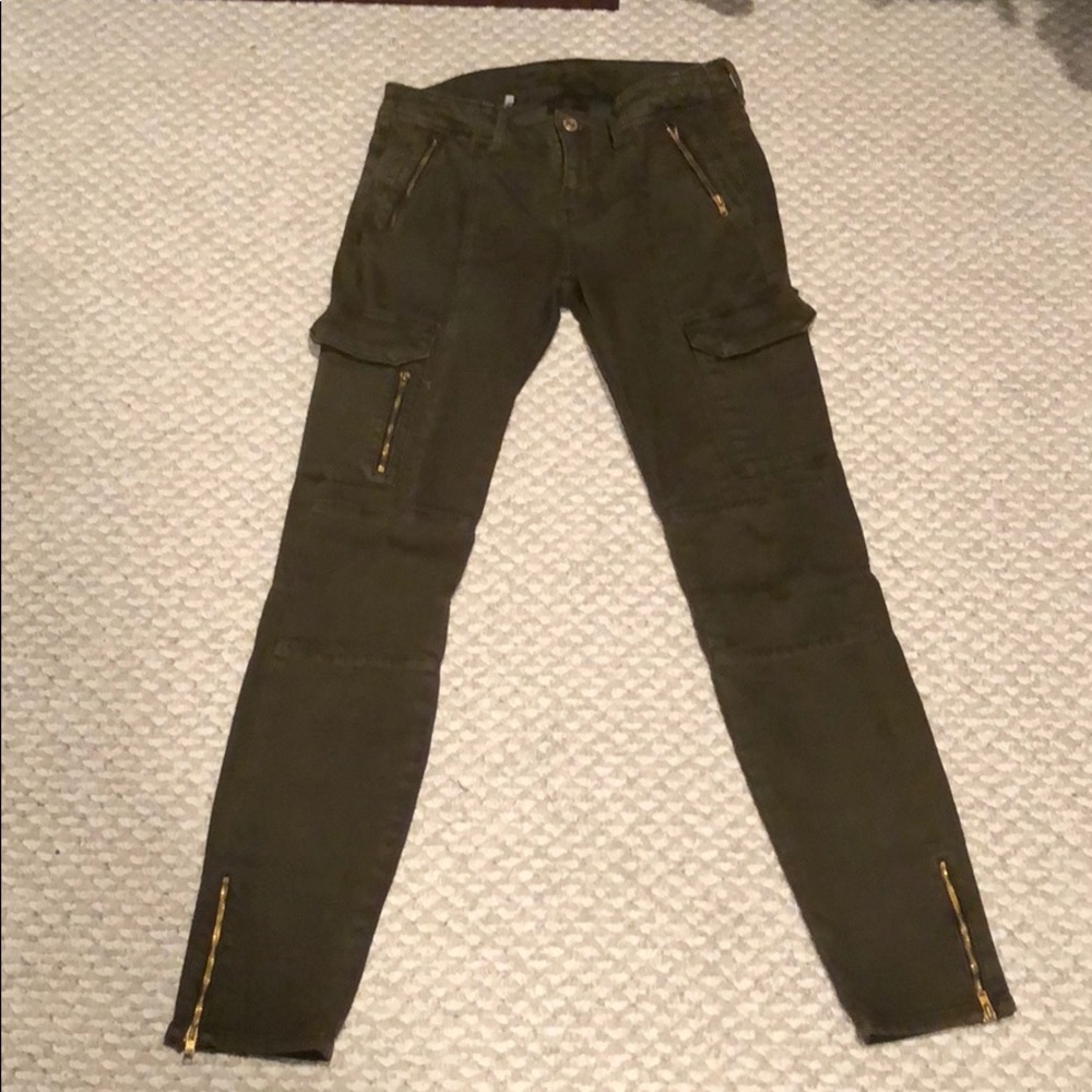 ZARA Olive Green zipper Ankle pants